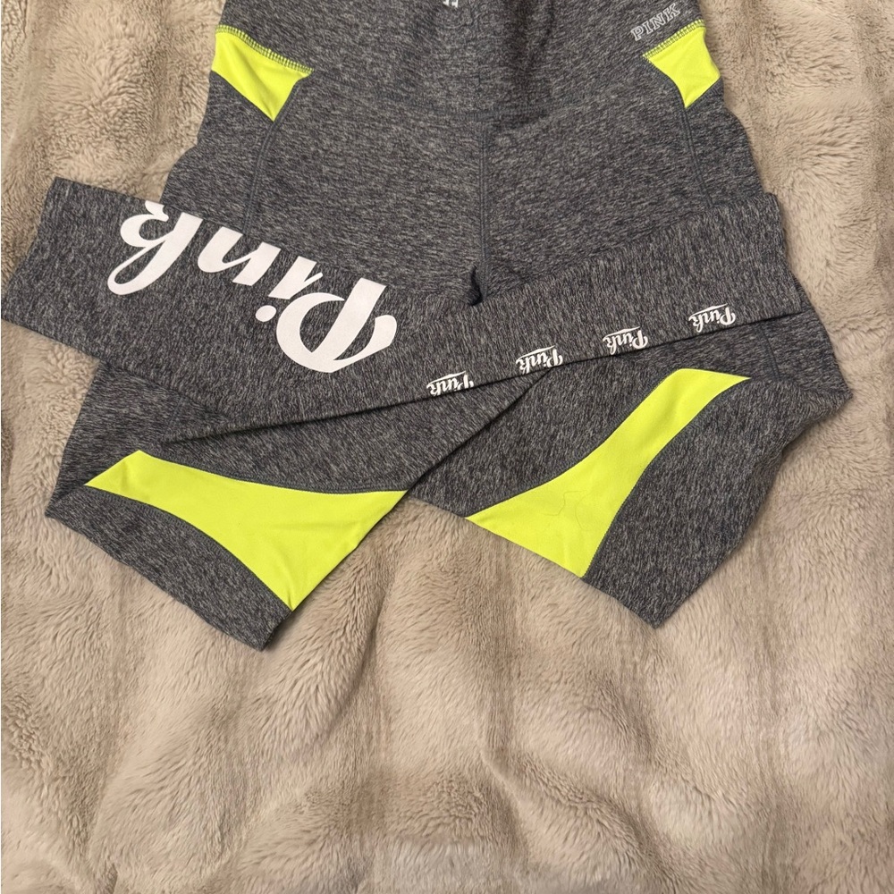 PINK Victoria's Secret Gray and Yellow Yoga Pants